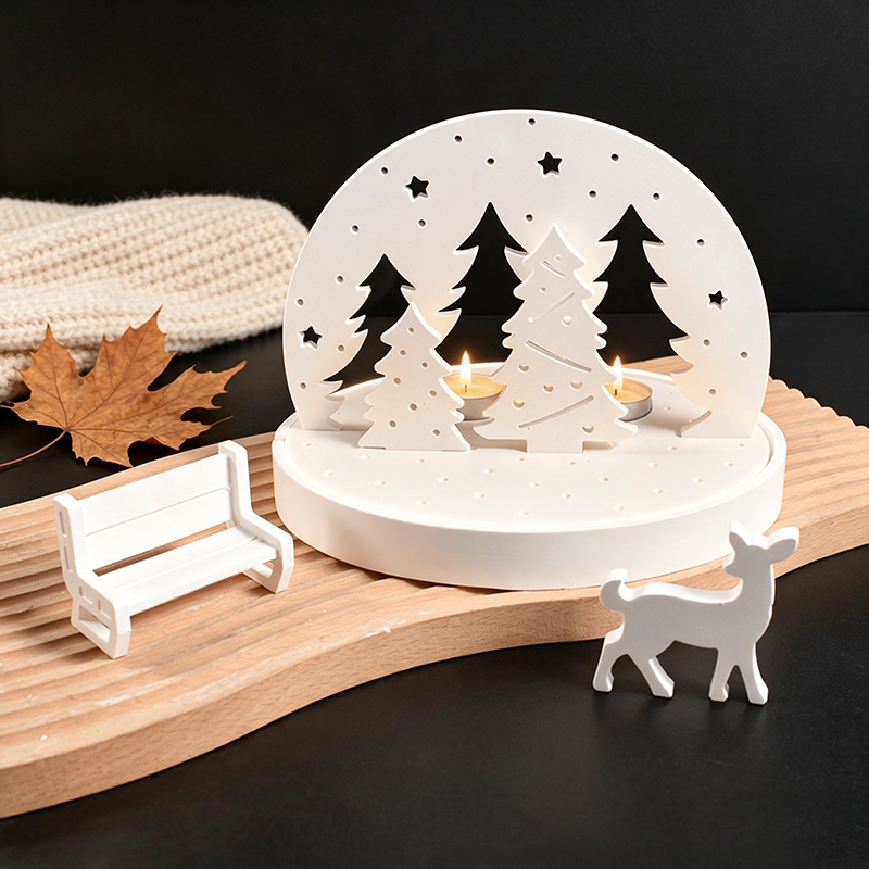 Candle Making Products - Noel Geyiği Tealight Mumluk Silikon Kalıpları,
