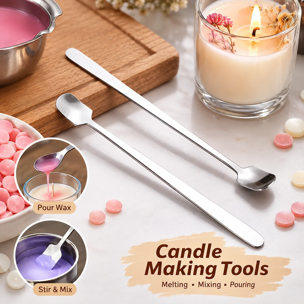 Candle Making Workshop - 1/2 adet paslanmaz çelik mum yapım