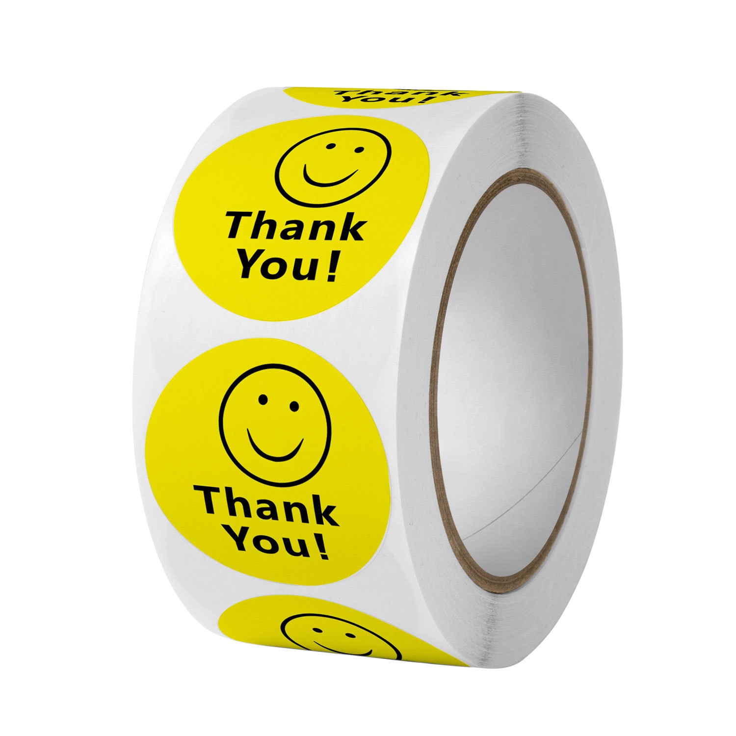 Label Sticker Round - Gülümseme Teşekkür Ederim Çıkartmalar, Sarı Gülen