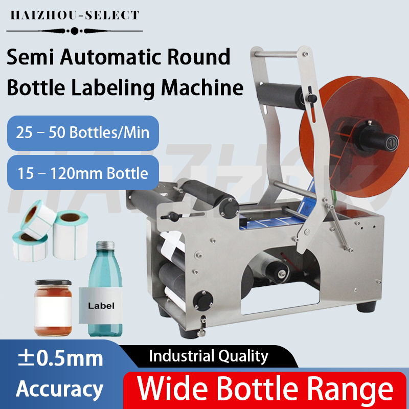 Label Sticker Round - HAIZHOU MT-50 Yarı Otomatik Yuvarlak Şişe